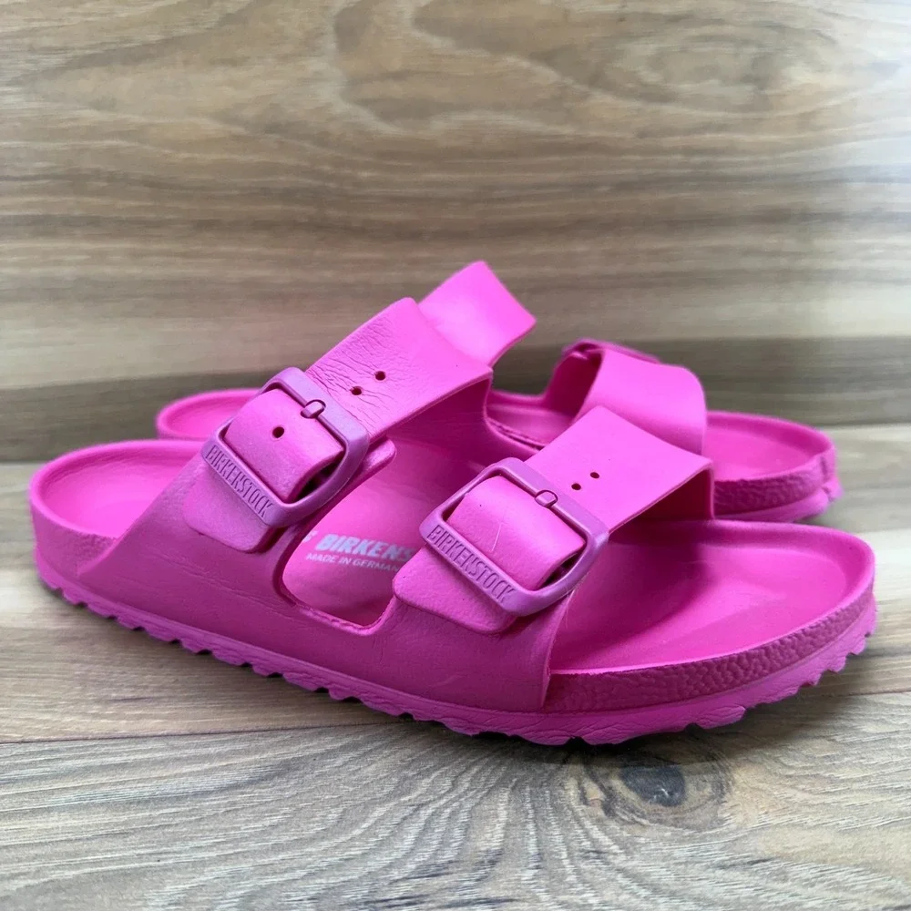 Birkenstock Arizona Eva Hot Pink Sandals Womens 7 N EU 38 Rubber Slides Slip On - Picture 3 of 10